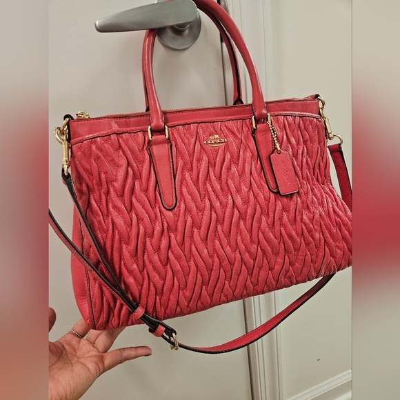 Coach Twisted Gathered Leather Morgan  Bag Satchel Bag - Picture 2 of 12